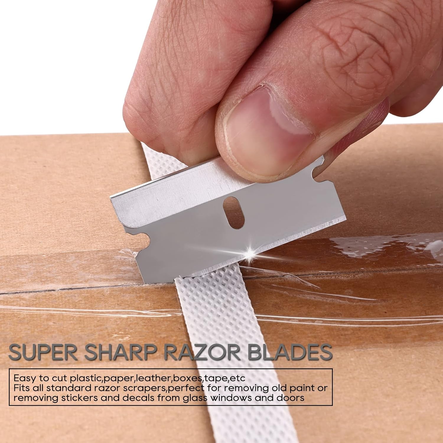 100PCS Single Edge Razor Blades, Industrial Razor Blades for Scraper, Suitable for Removing Labels, Decals, Stickers and Old Paint