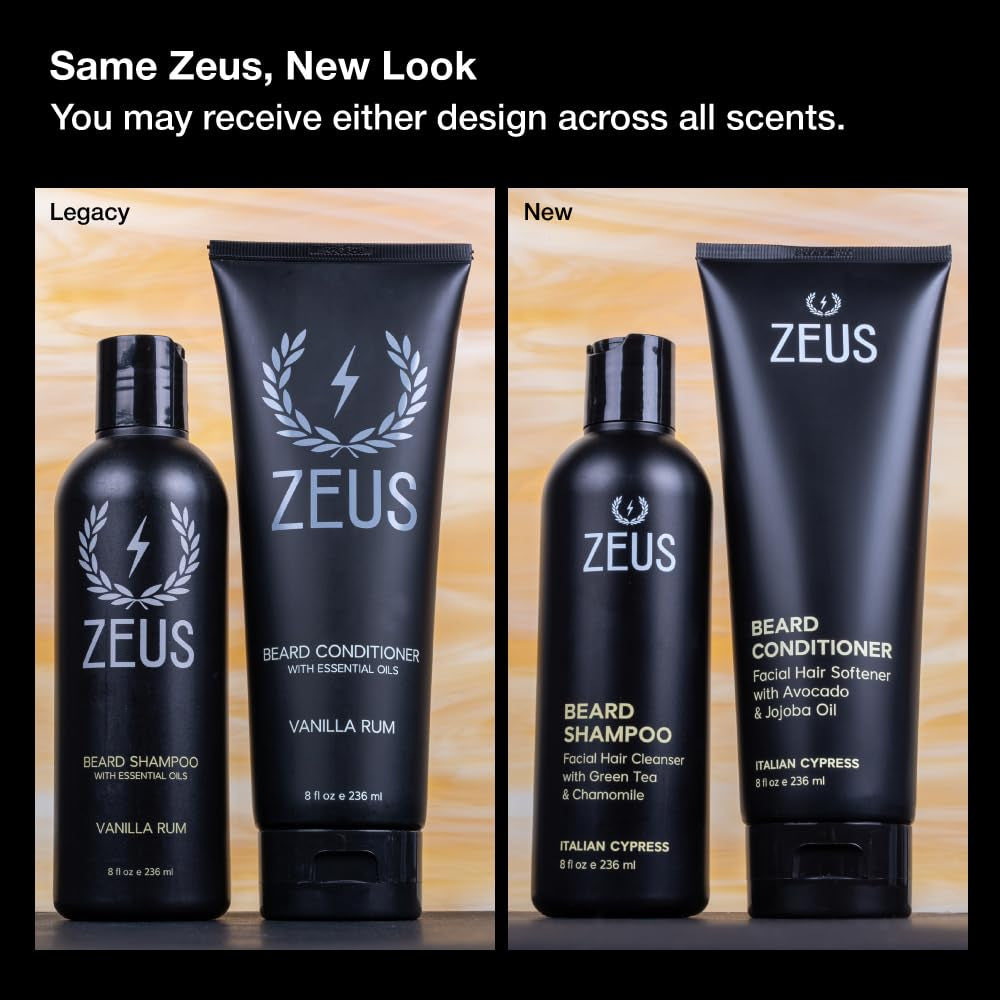 Beard Wash & Beard Conditioner Set with Green Tea for Men, Soften, Hydrates & Moisturizes - MADE in USA (Sandalwood)