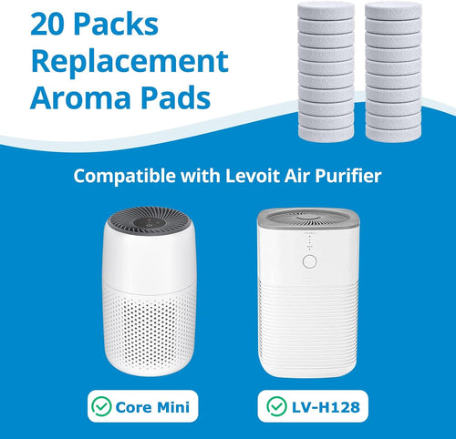 20 Pack Core Mini Aroma Pads Replacement for LEVOIT LV-H128 Essential Oil Replacement Aromatherapy Refill Pads Compatible with LEVOIT Core Mini & LV-H128 Air Purifier, White