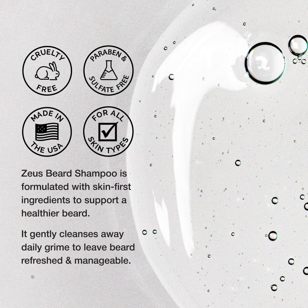 Beard Shampoo Wash, Infused with Green Tea & Natural Ingredients to Cleanse and Soften Beard – 8 Oz. Made in USA – Sandalwood